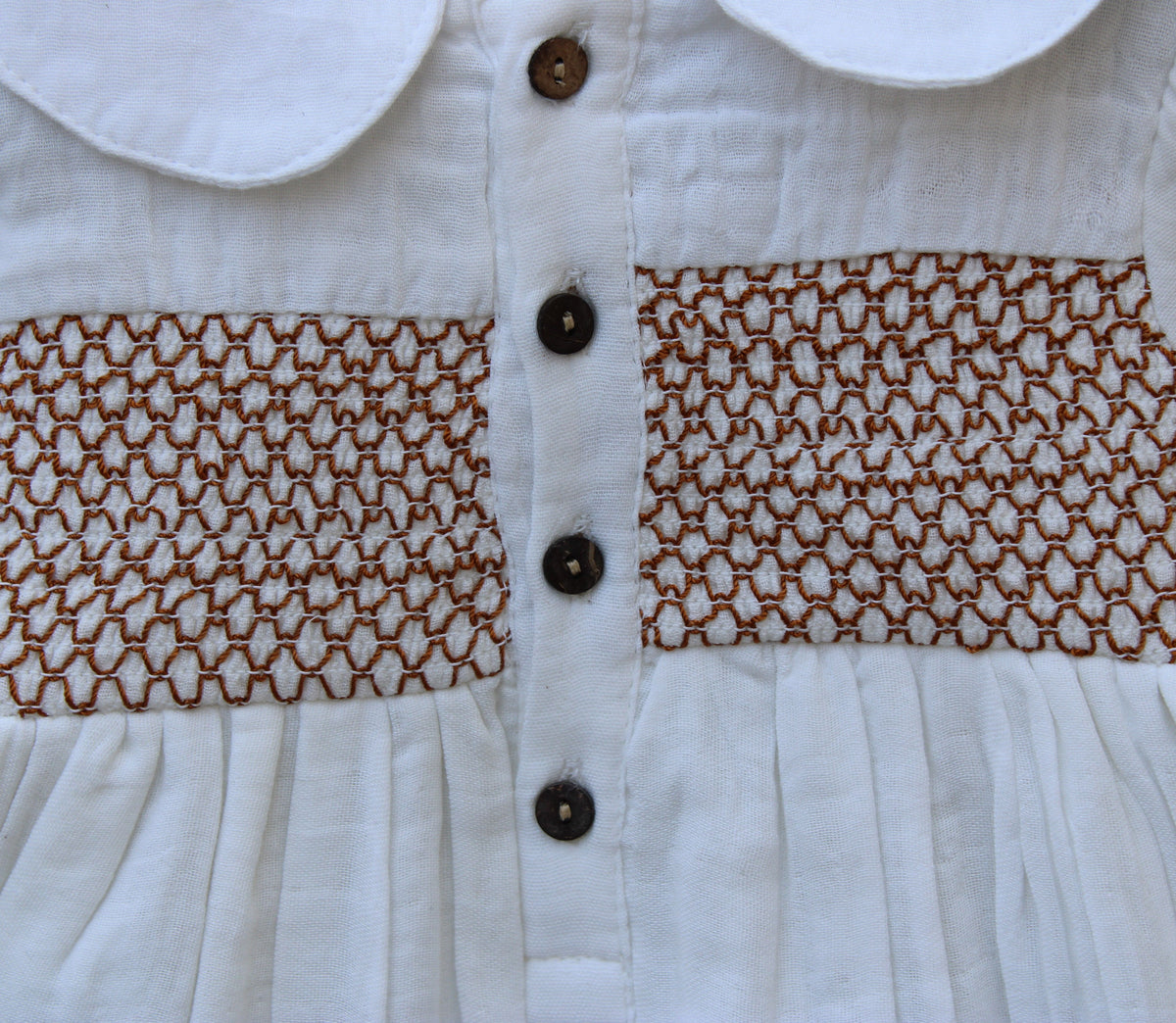 Off-White Embroidered Cotton Frock – Full Sleeve | Premium Comfort Wear