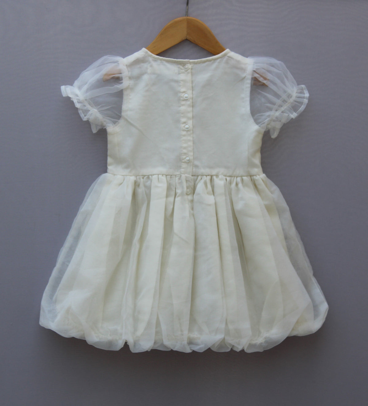 ✨ Premium Baby Girl Cream Floral Net Party Dress