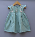 Mint Green Embroidered Cotton Dress – Soft & Elegant