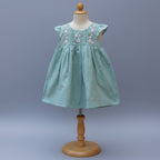 Mint Green Embroidered Cotton Dress – Soft & Elegant