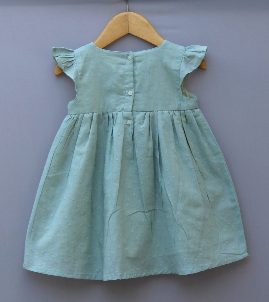 Mint Green Embroidered Cotton Dress – Soft & Elegant