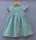 Mint Green Embroidered Cotton Dress – Soft & Elegant