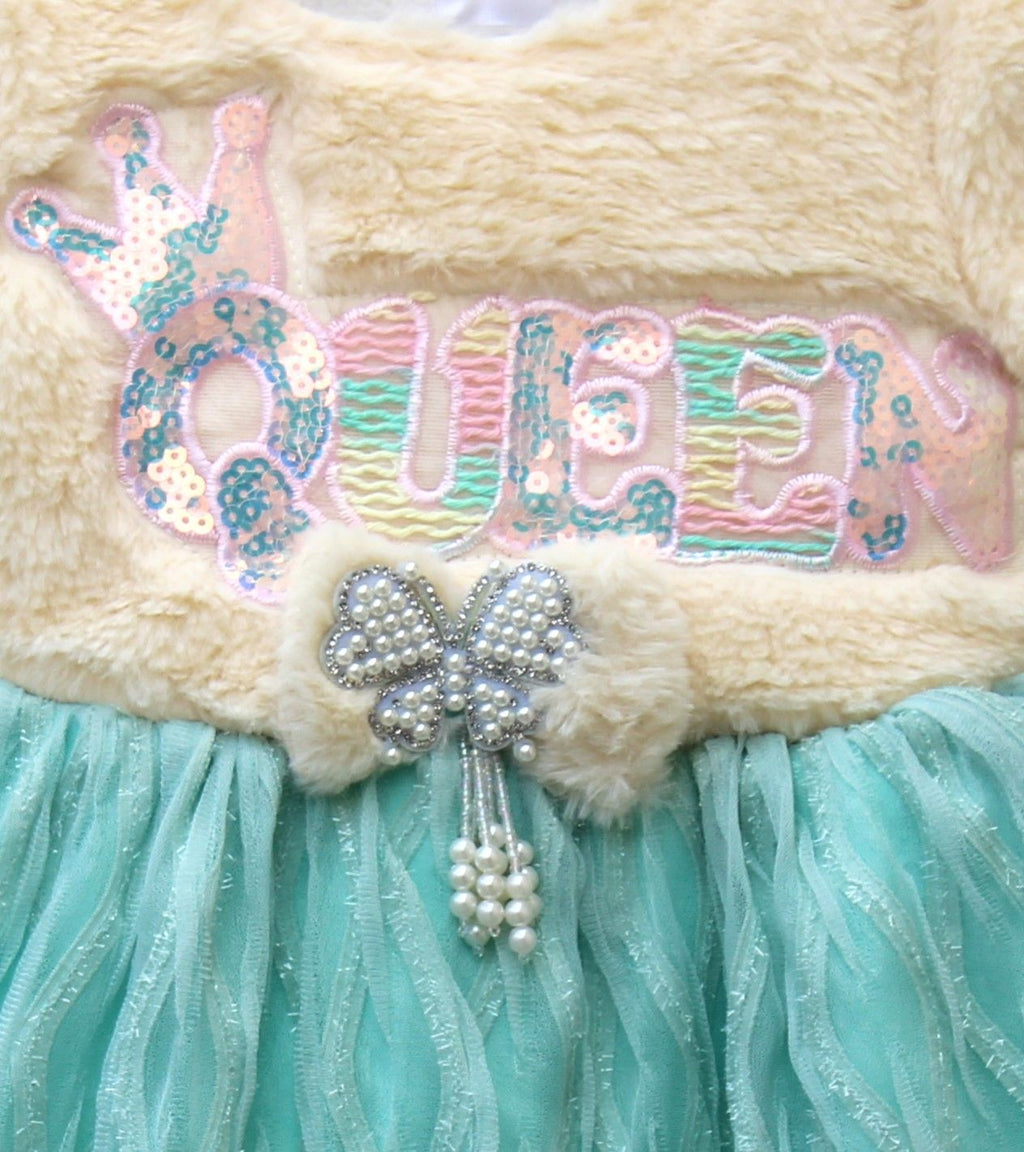 Party Wear Frock – Soft Fur Bodice & Sparkling Net Skirt
