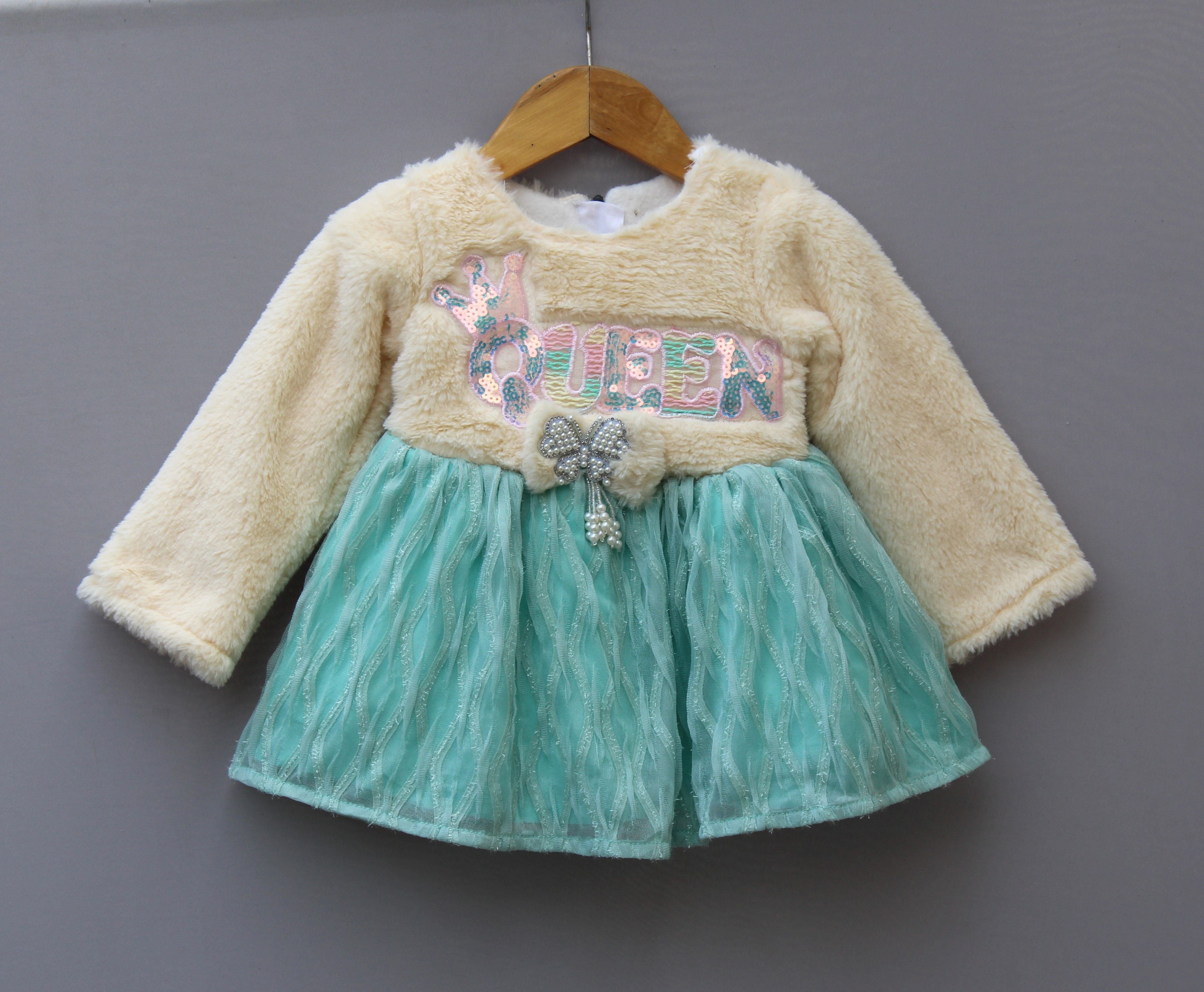 Party Wear Frock – Soft Fur Bodice & Sparkling Net Skirt