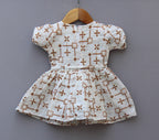 Embroidered Cotton Frock with Belt & Pocket Detailing