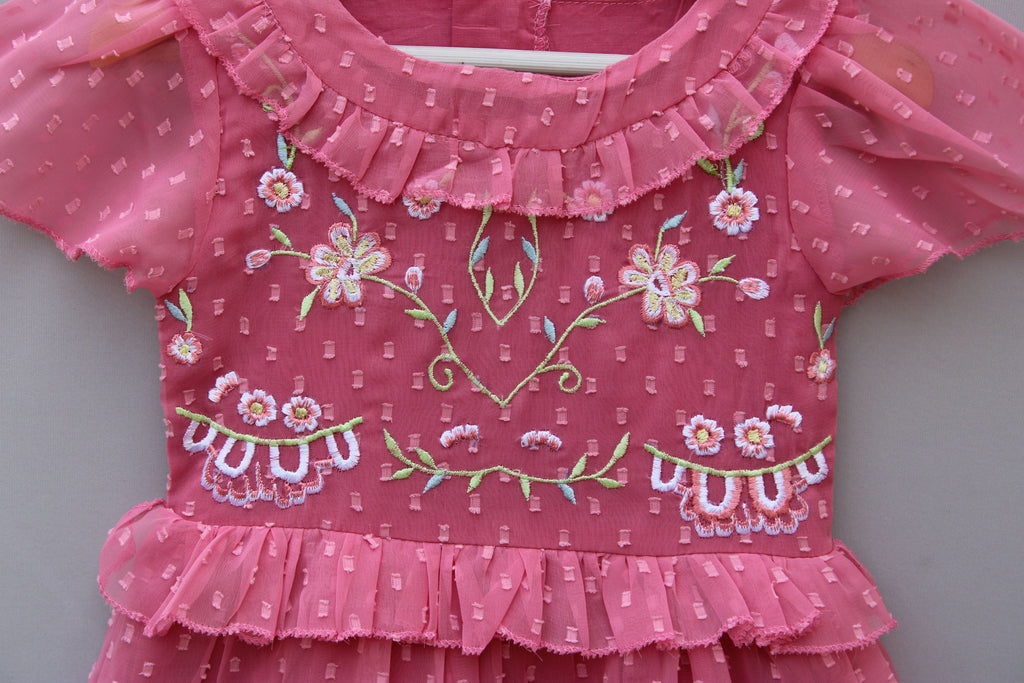 Girls Embroidered Party Wear Frock – Soft, Elegant & Princess-Style Outfit