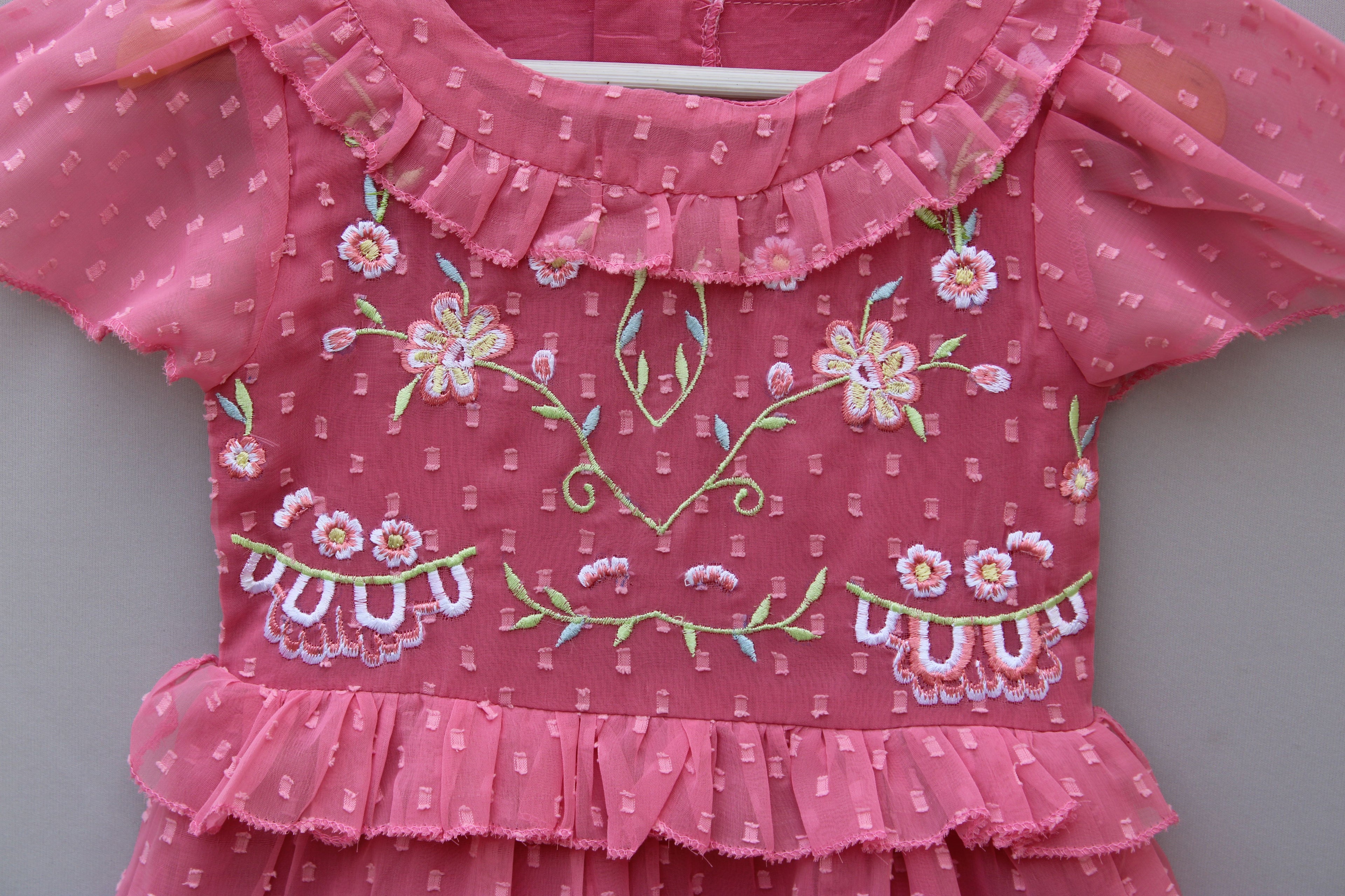 Girls Embroidered Party Wear Frock – Soft, Elegant & Princess-Style Outfit