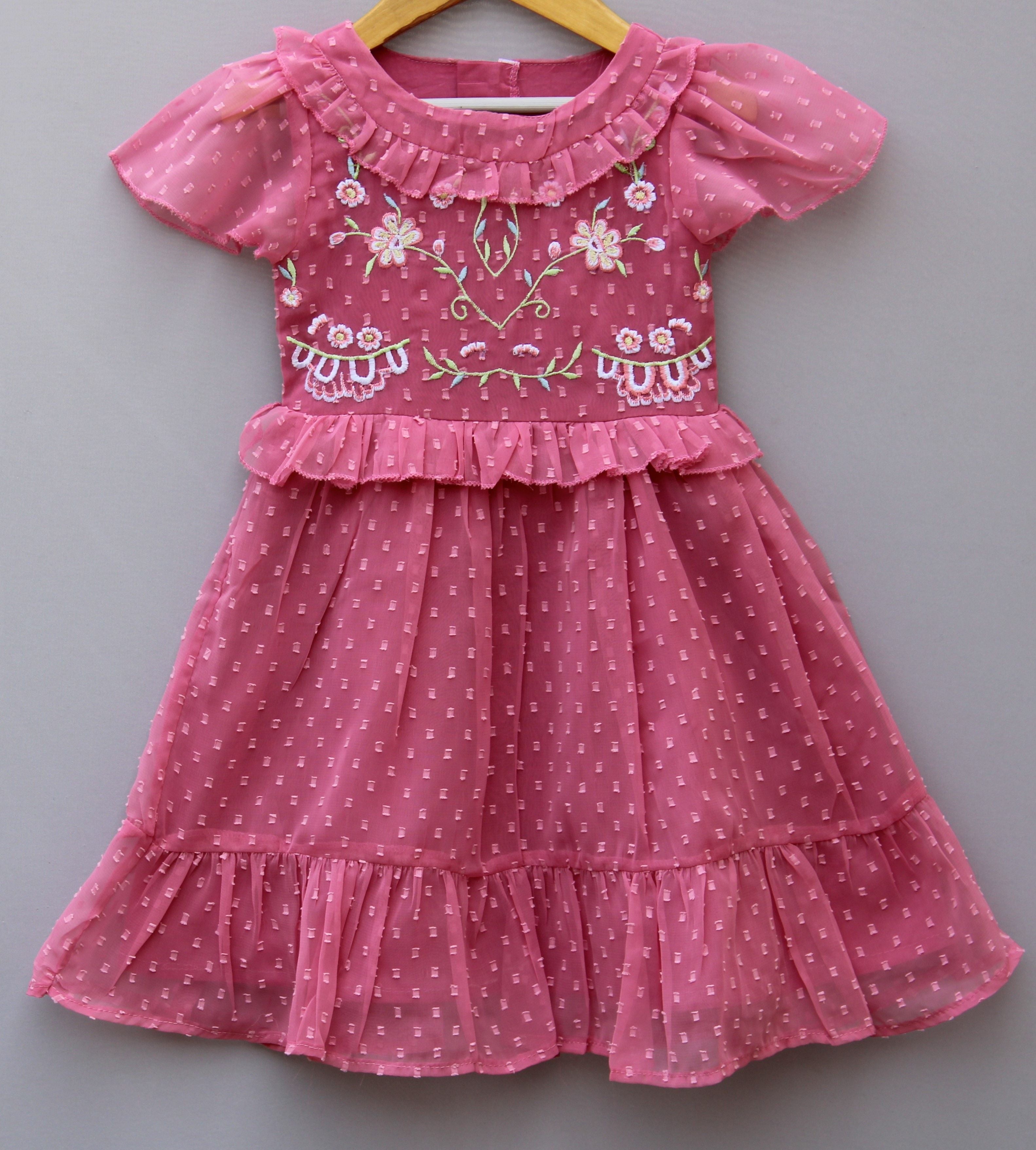 Girls Embroidered Party Wear Frock – Soft, Elegant & Princess-Style Outfit