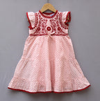 ​❤️ Embroidered Polka Dot Cotton Frock – Elegant, Soft & Comfortable Party Wear