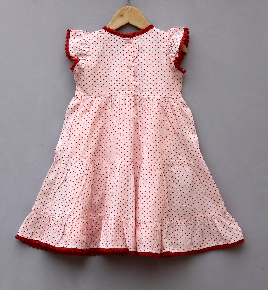 ​❤️ Embroidered Polka Dot Cotton Frock – Elegant, Soft & Comfortable Party Wear