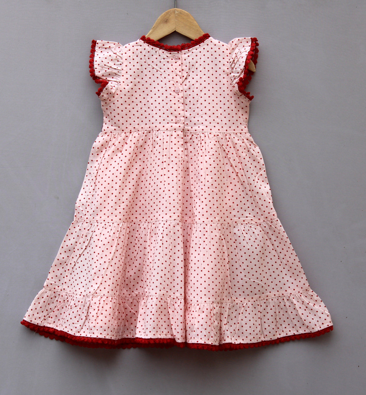 ​❤️ Embroidered Polka Dot Cotton Frock – Elegant, Soft & Comfortable Party Wear