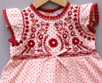 ​❤️ Embroidered Polka Dot Cotton Frock – Elegant, Soft & Comfortable Party Wear