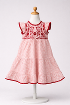 ​❤️ Embroidered Polka Dot Cotton Frock – Elegant, Soft & Comfortable Party Wear