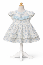 🌸 Baby Girls Floral Cotton Dress (Blue & White)