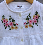 🌸 Baby Girls White Cotton Embroidered Co-Ord Set (Top & Pants)