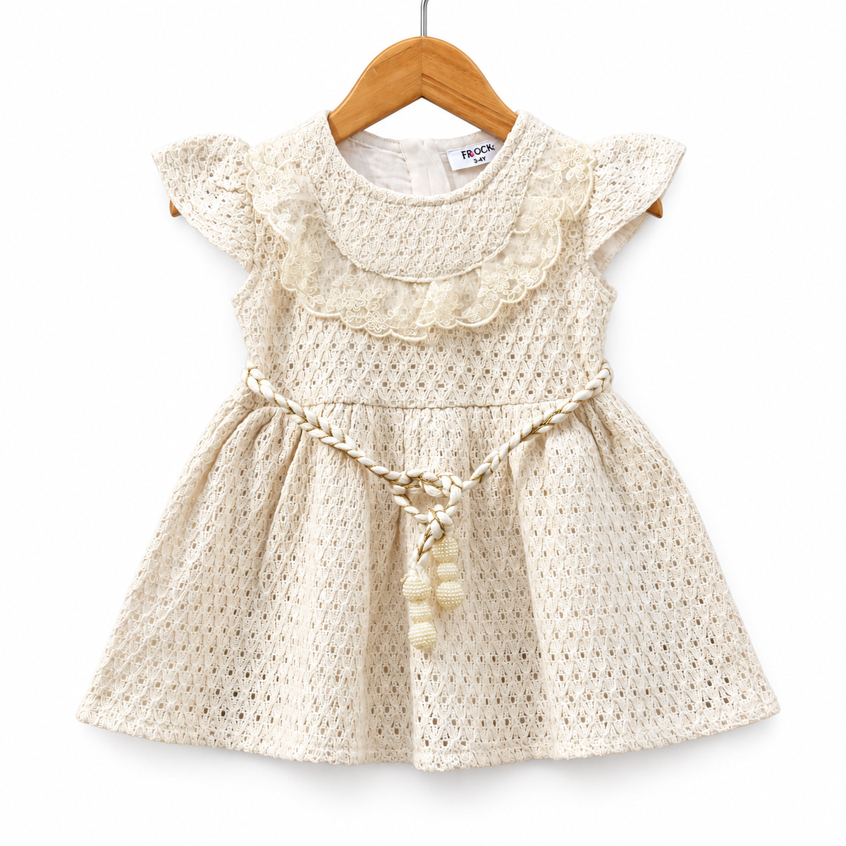 Lace Frock with Flutter Sleeves