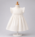 🤍 Baby Girls Elegant White Party cotton  Dress with Gold Dots