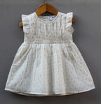 🤍 Baby Girls Elegant White Party cotton  Dress with Gold Dots