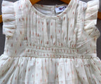 🤍 Baby Girls Elegant White Party cotton  Dress with Gold Dots