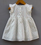 🤍 Baby Girls Elegant White Party cotton  Dress with Gold Dots