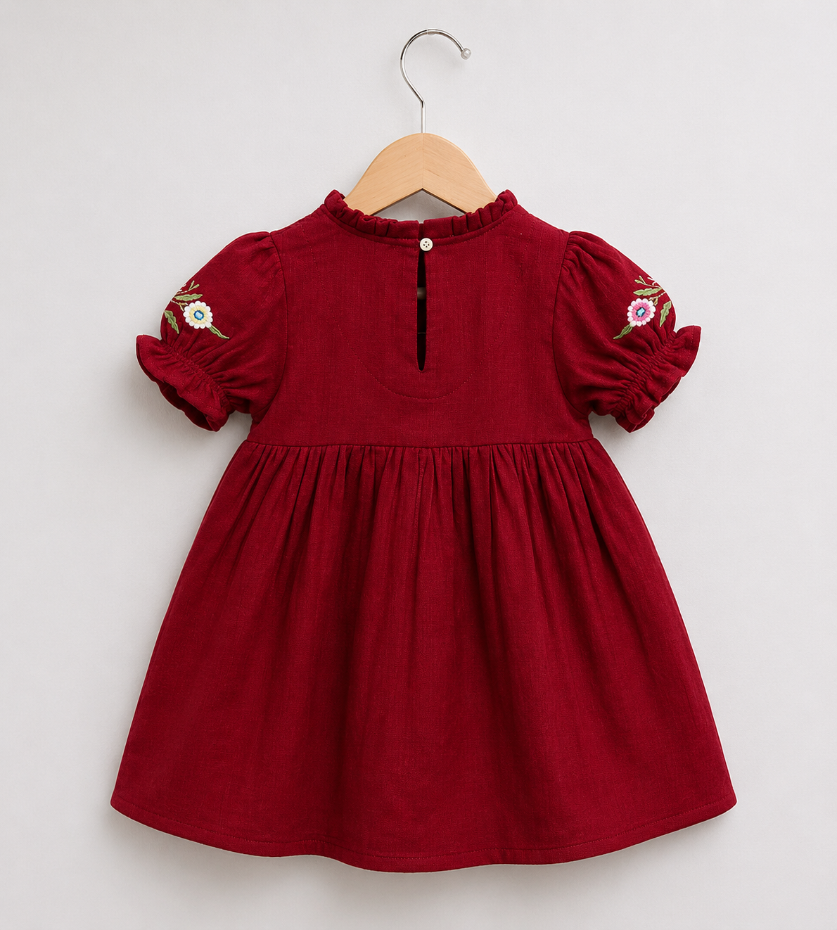 Premium Cotton Embroidered Maroon Frock