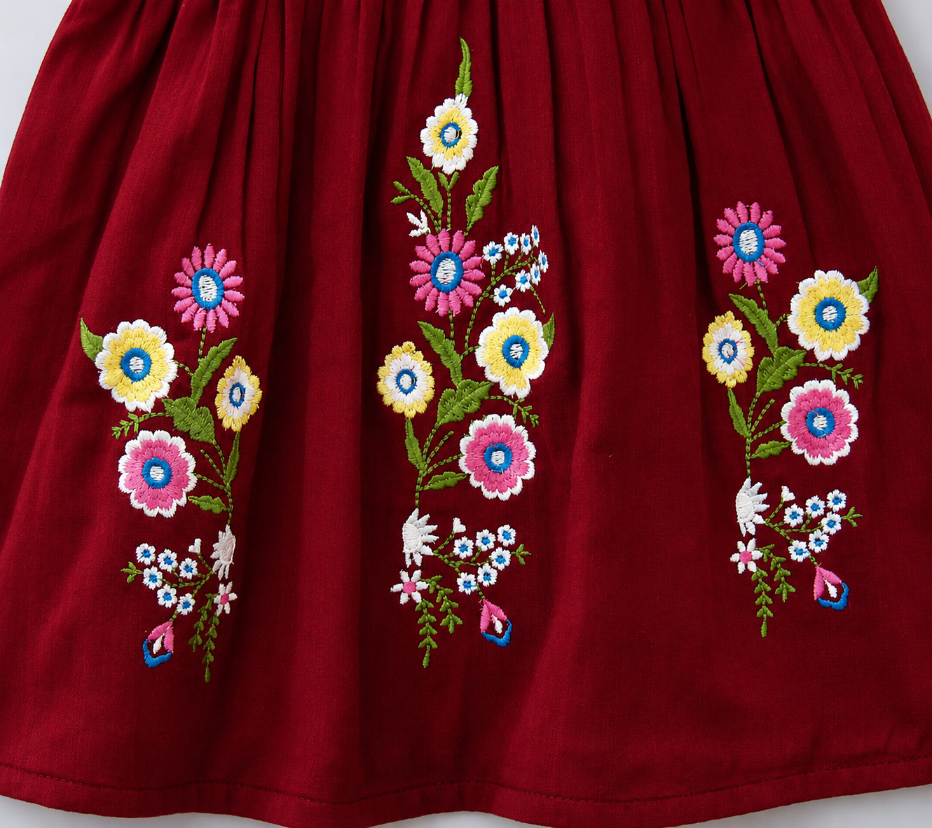 Premium Cotton Embroidered Maroon Frock