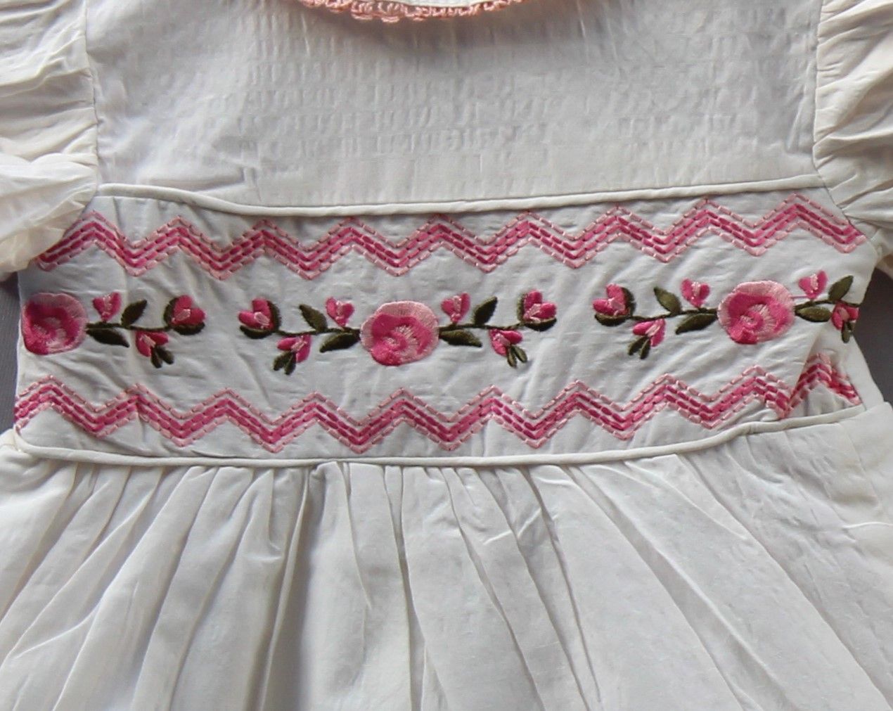 Premium White Cotton Embroidered Frock