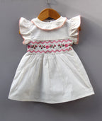 Premium White Cotton Embroidered Frock