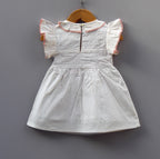 Premium White Cotton Embroidered Frock