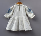 White Cotton Embroidered Frock