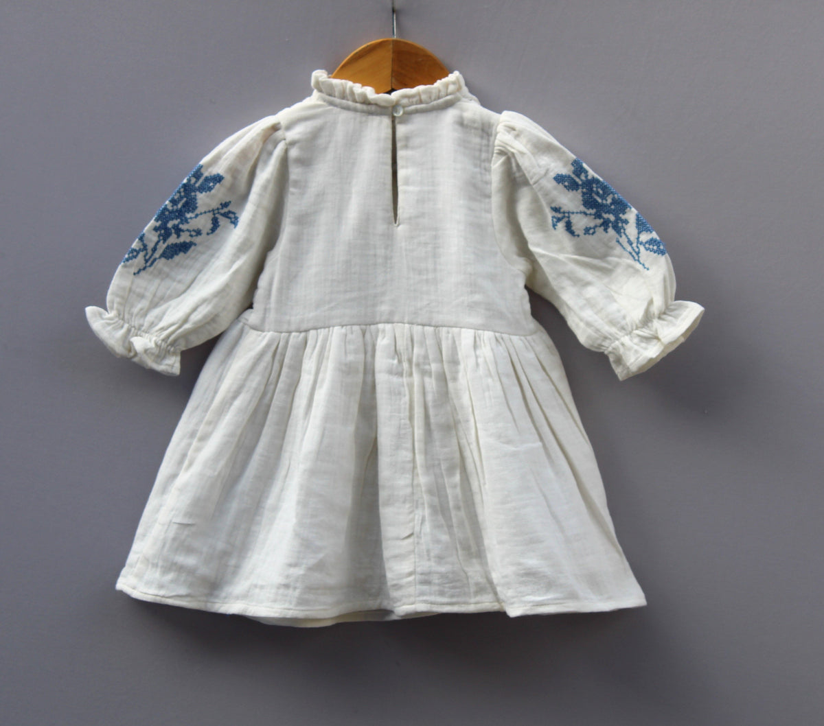 White Cotton Embroidered Frock