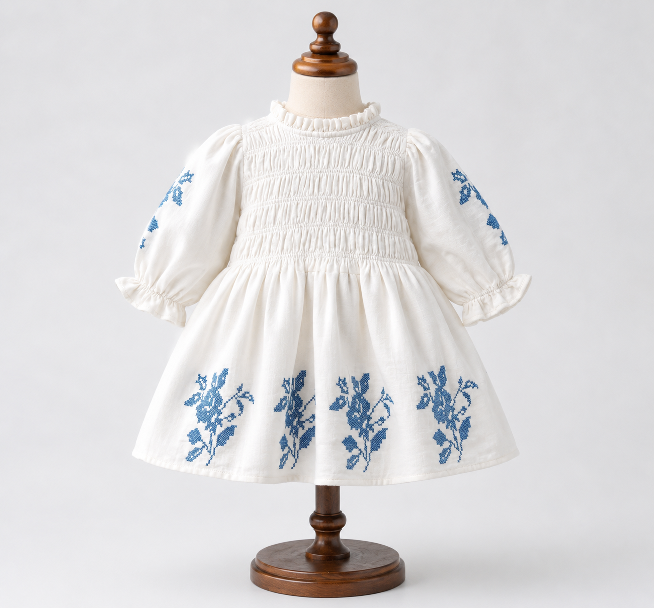 White Cotton Embroidered Frock