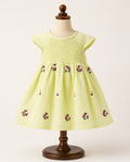 Lemon Yellow Cotton Embroidered Frock