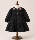 Black Cotton Embroidered Frock