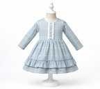 ​Frockwala Girls Premium Sky Blue Cotton Checkered Frock
