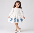 White Cotton Embroidered Frock