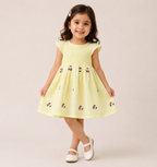 Lemon Yellow Cotton Embroidered Frock