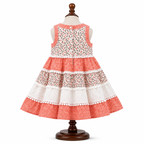 🌸 Frockwala Coral & White Tiered Cotton Frock for Girls