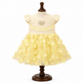 Yellow Floral  Net Party Dress for Baby Girls