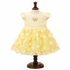 Yellow Floral  Net Party Dress for Baby Girls