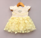Yellow Floral  Net Party Dress for Baby Girls