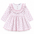 Floral Printed Cotton Frock with Frill Neck