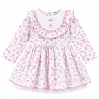Floral Printed Cotton Frock with Frill Neck