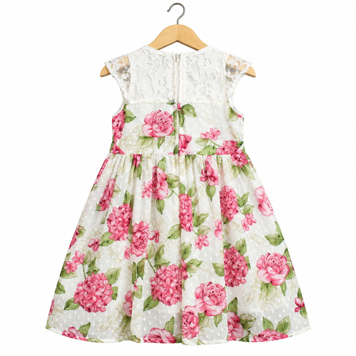 Frockwala Girls’ Floral Chiffon Dress with Cotton Lining