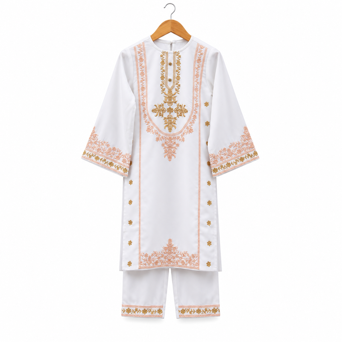 Frockwala Girls’ White  Kurta Co-ord Set