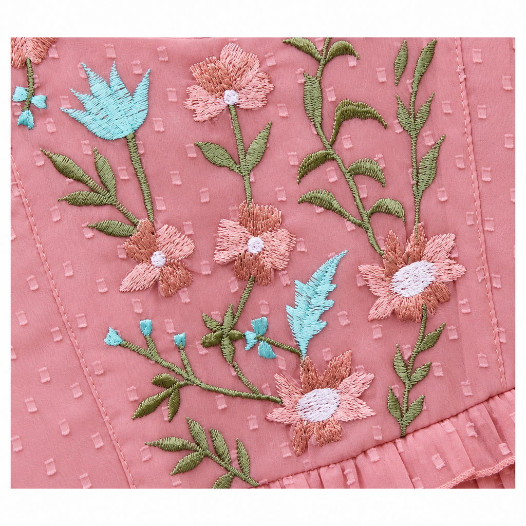 Peach Embroidered Net Party Frock for Baby Girls