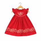 Frockwala Girls’ maroon Floral Embroidered Cotton Frock