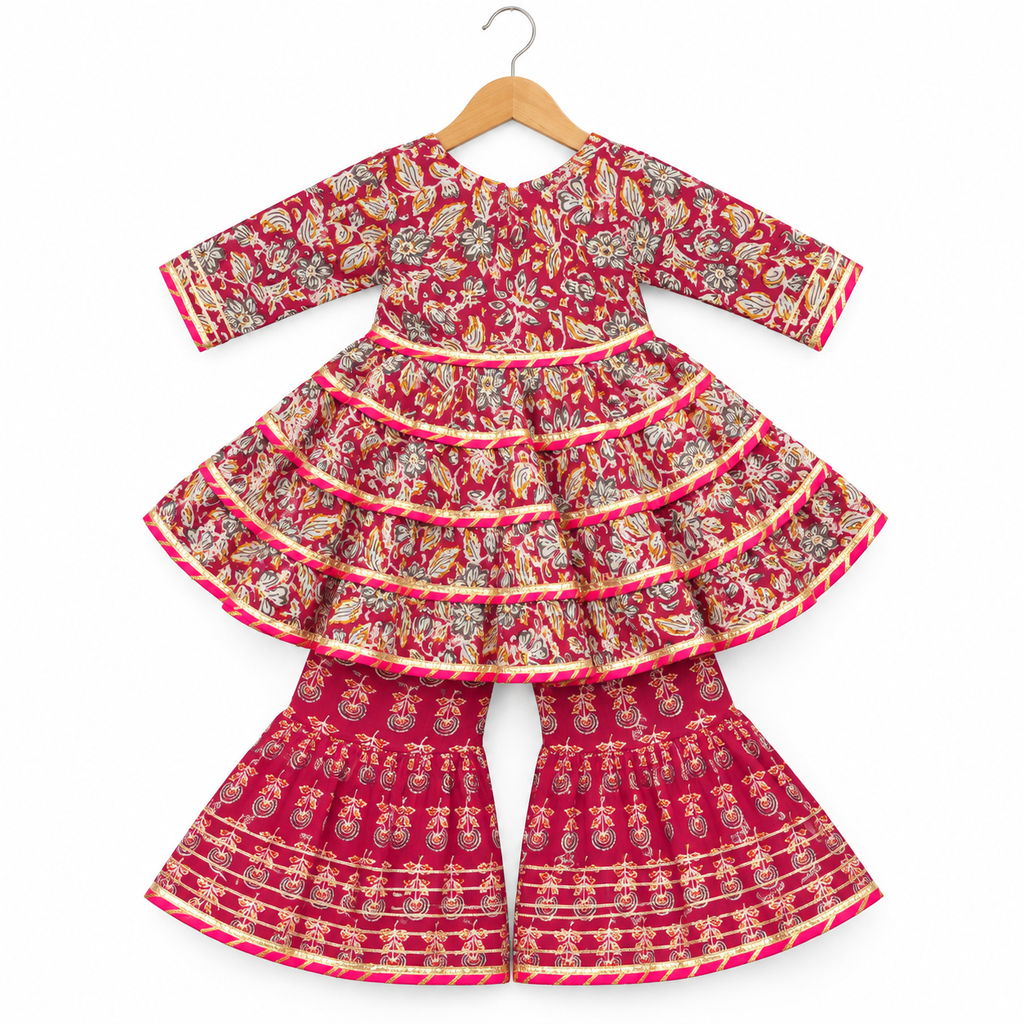 Girls ethnic tiered sharara suit 2-10Y