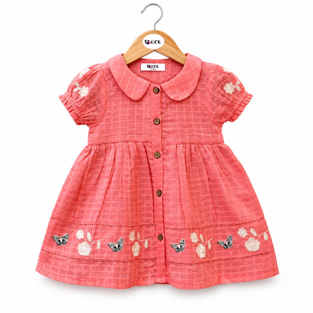 Pink cotton Embroidered frocks