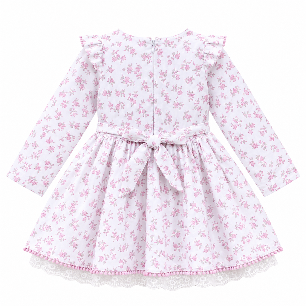 Floral Printed Cotton Frock with Frill Neck